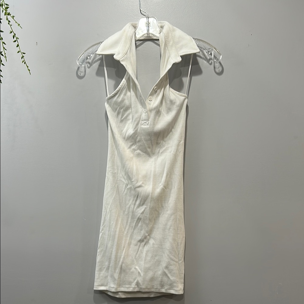 Elegant White Collared Dress